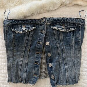 ZARA Jean strapless top size small